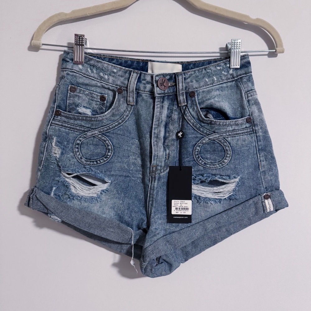 One Teaspoon - Western Style Bandit Medium Wash Shorts